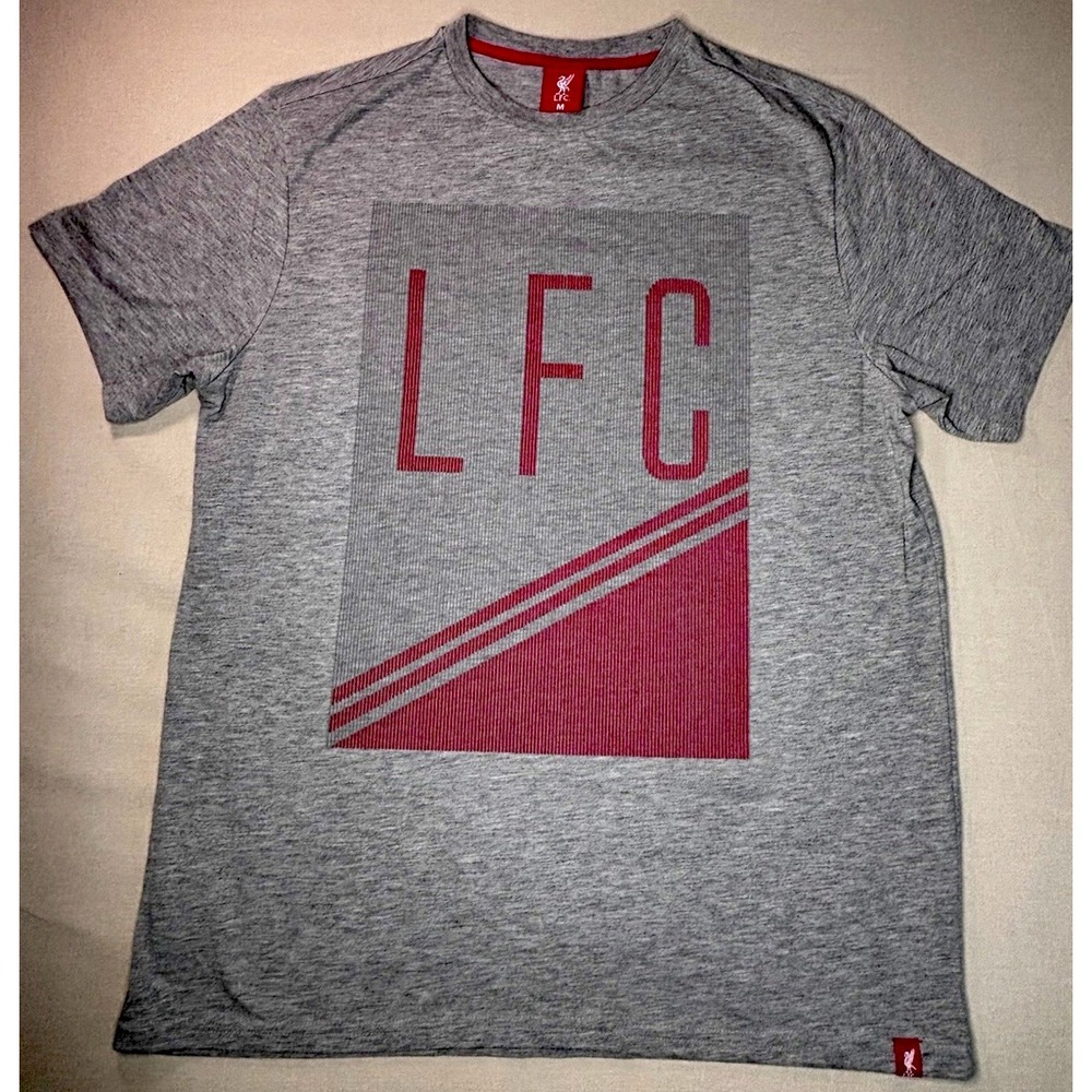 Liverpool FC Soccer Team Gray Red Graphic Shirt T-Shirt Mens Size M 016